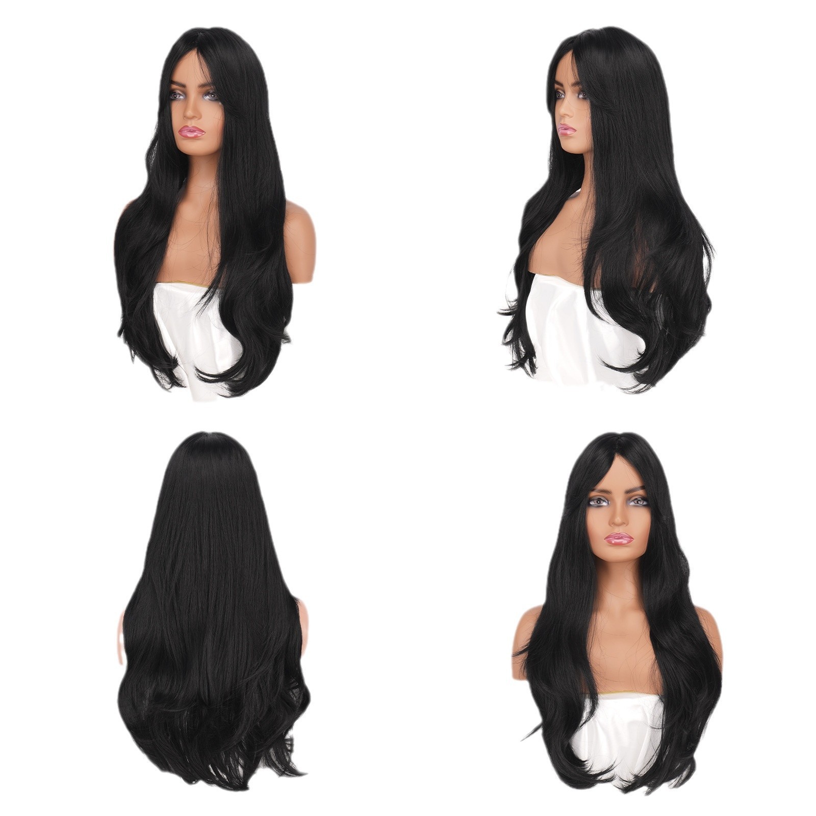 Middle Part Big Wave Long Curly Wig for Women Synthetic Full Head Daily Wig