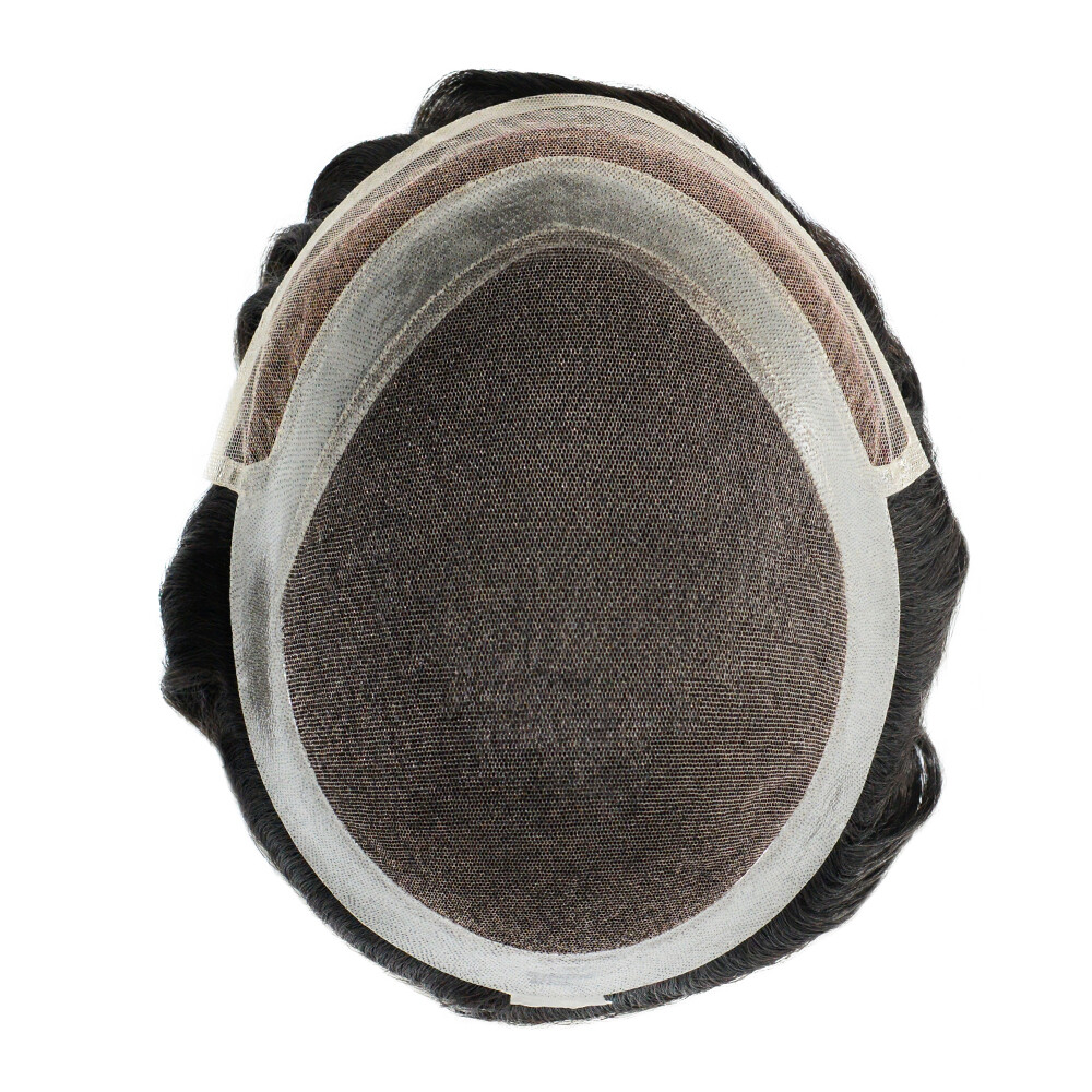 Toupee For Men Human Hair French Lace Replecement System Polyskin Colored Pieces