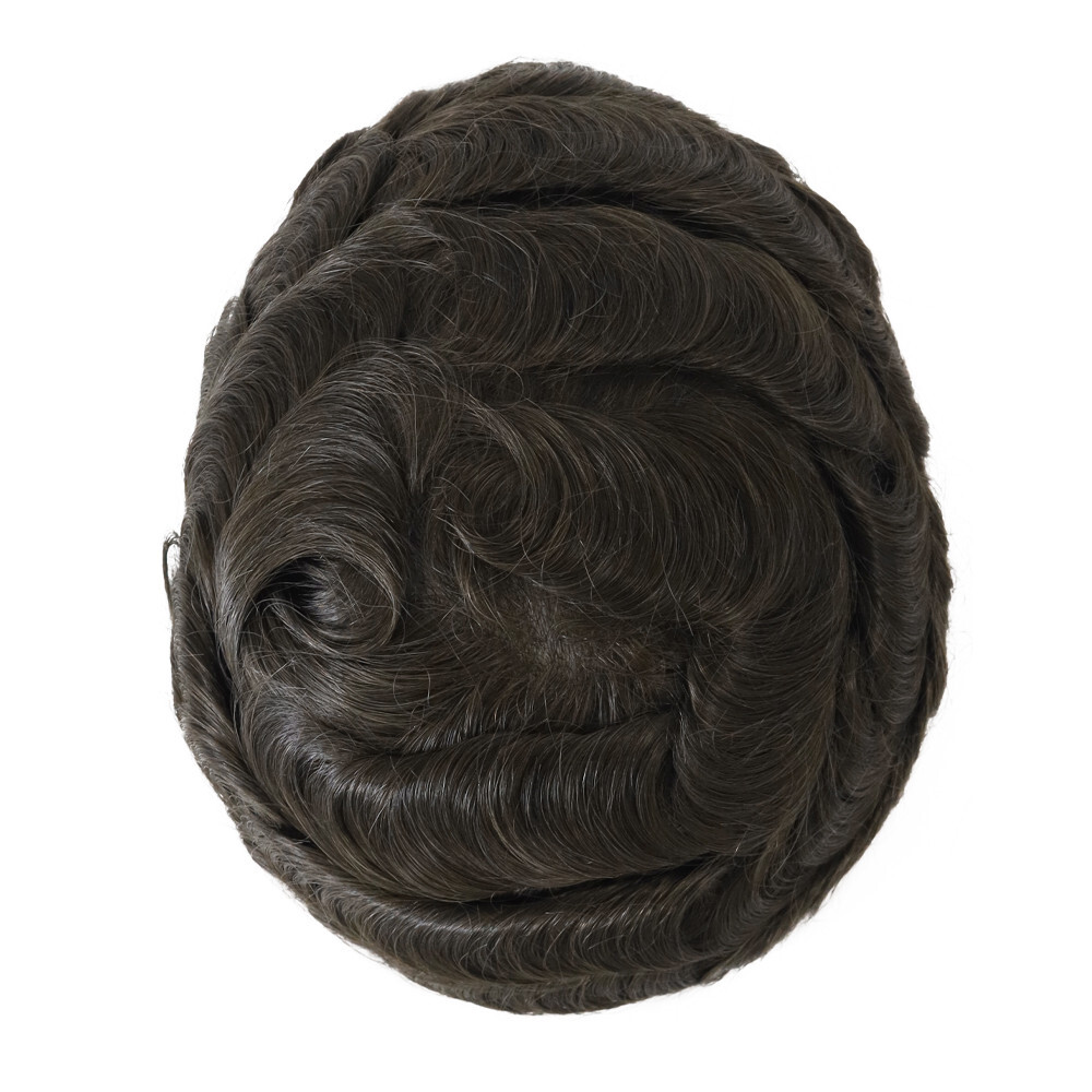 Mens Toupee Ultra Thin Skin Human Hair System Invisible 0.02mm Hairpieces #2