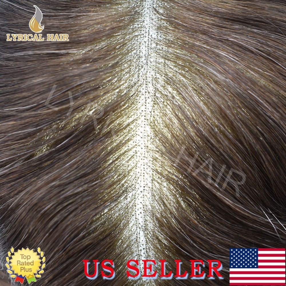 US Men’s Toupee French Lace PU Human Hair Invisible Hairpiece Replacement System