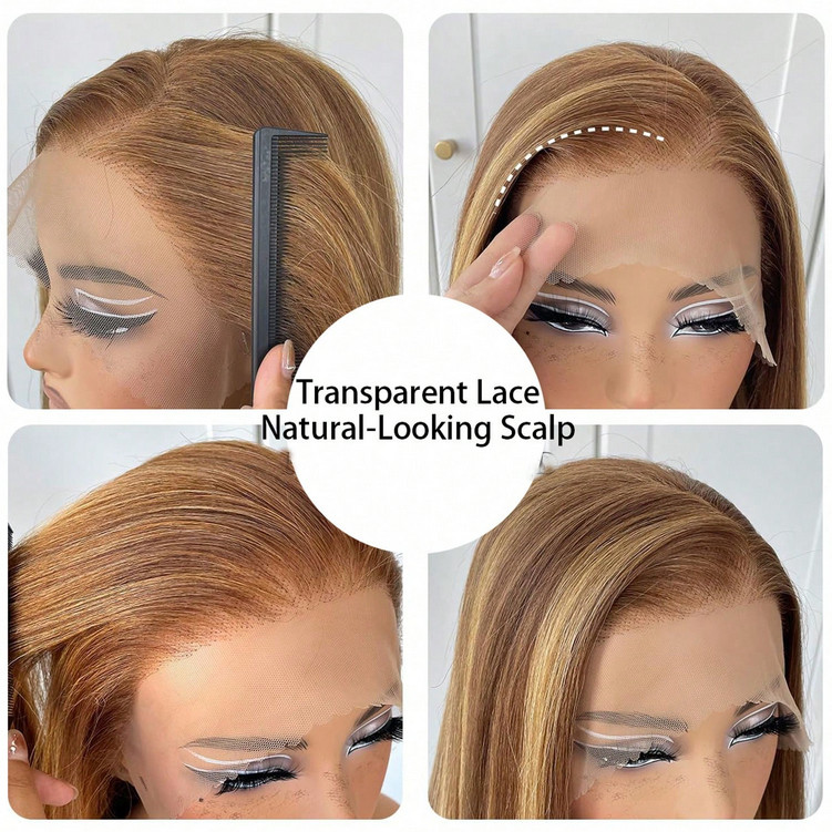 13×4 Straight 4/27 Honey Blonde Lace Front Wigs Transparent Lace Wigs