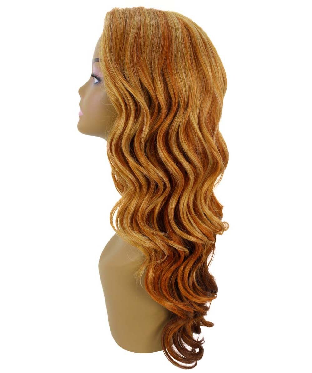 Lucinda Wavy 23 Inch Long 4X4 Hand-Tied Lace Front Wig, Strawberry Blonde