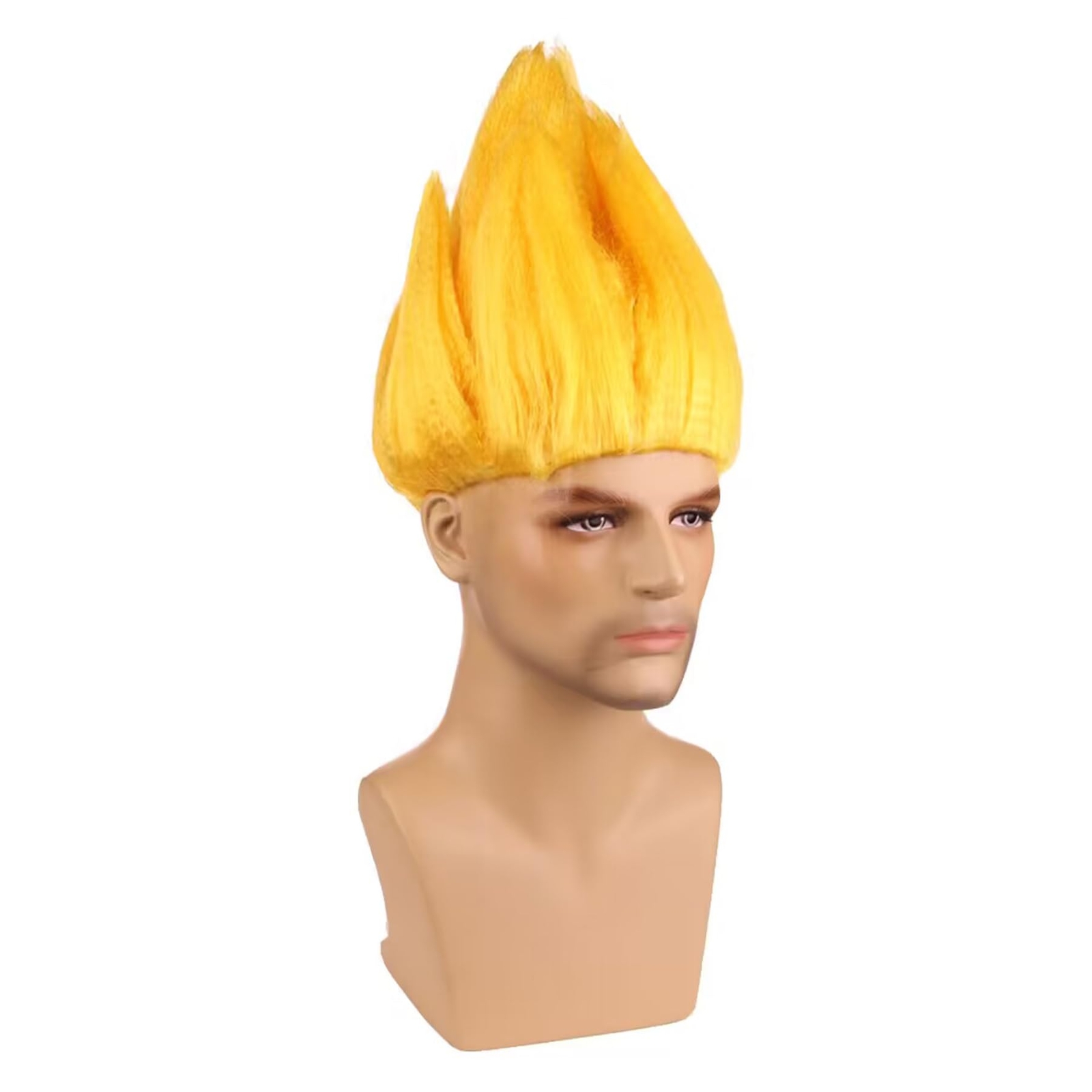 Flame Shape Wig Men Short Yellow Costume Wig Kid Adults Yellow Fire Halloween