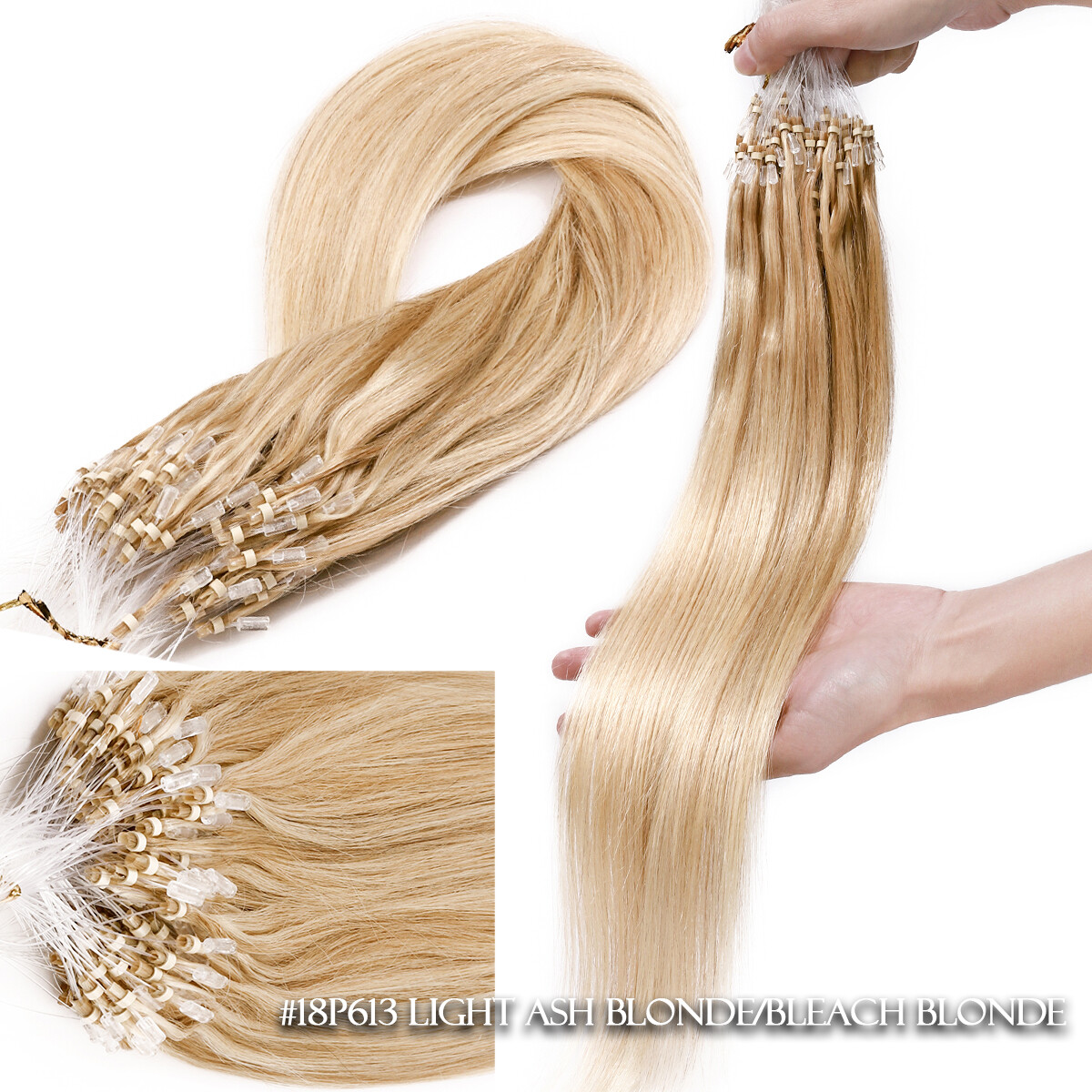 300 Strands Stick Pre Bonded Micro Loop Ring Remy Human Hair Extensions Balayage