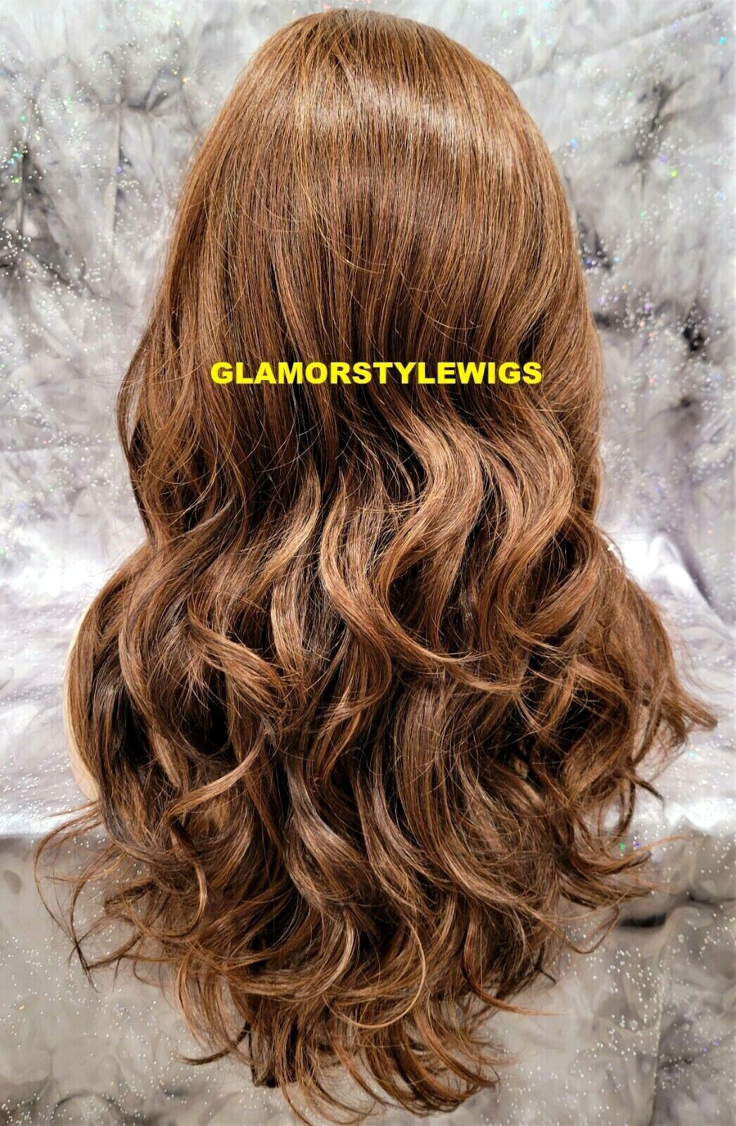 FREE PART LACE FRONT FULL WIG LONG LAYERED WAVY BROWN AUBURN MIX HEAT OK NWT