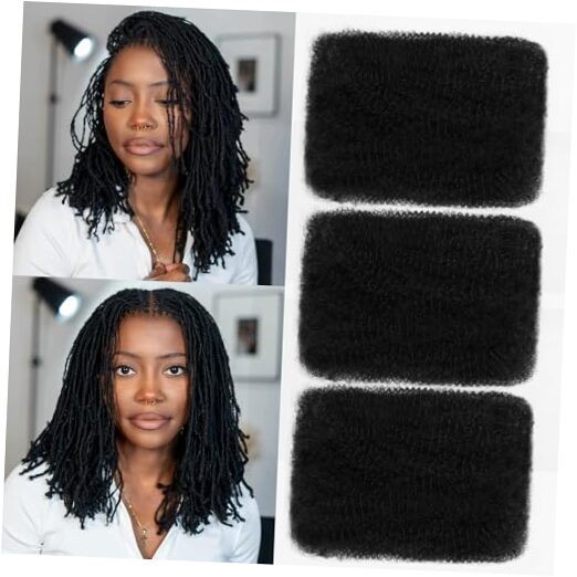 Afro Kinkys Bulk Human Hair for Braiding 16 Inch 16 Inch（3Pack） Natural Black
