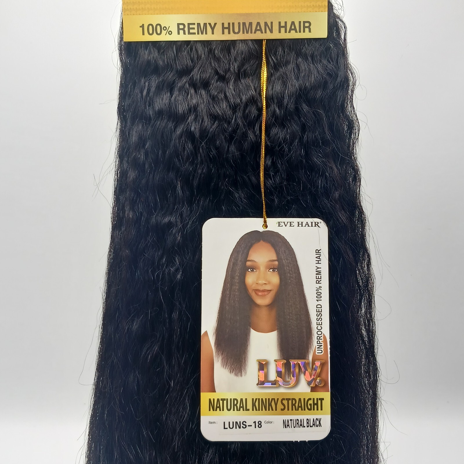 Hair Extensions, Color Natural, Style- Kinky Straight 18′ Remy (1 Pack)
