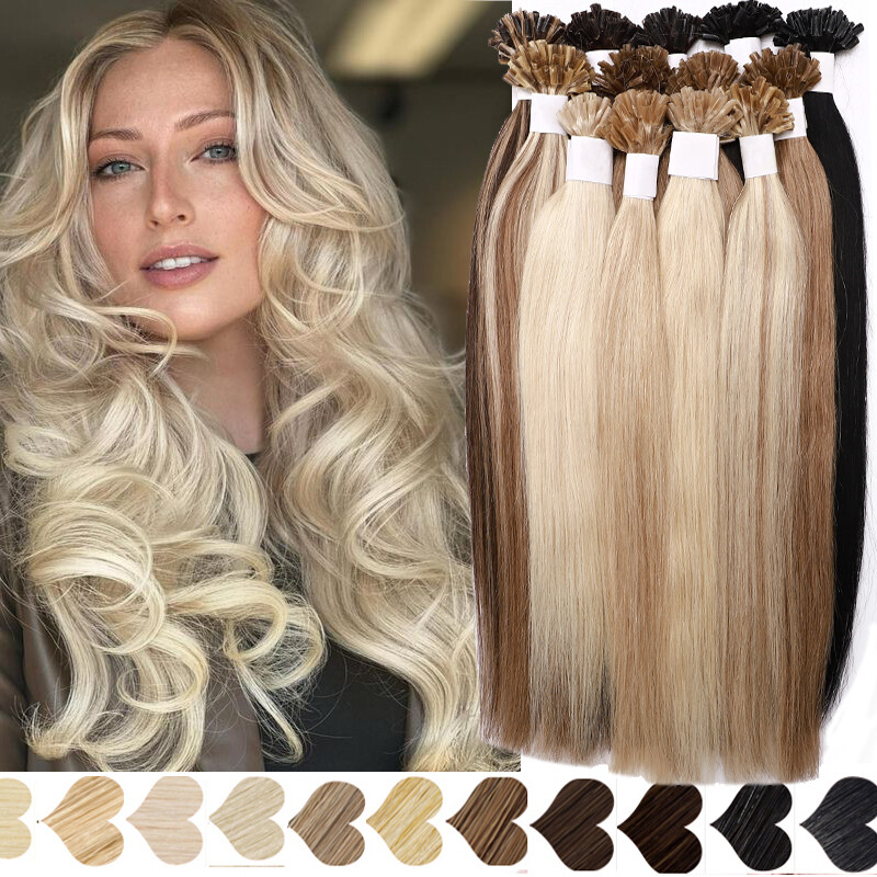 50-100G Real THICK Pre Bonded Keratin Nail U Tip 100% Remy Human Hair Extensions