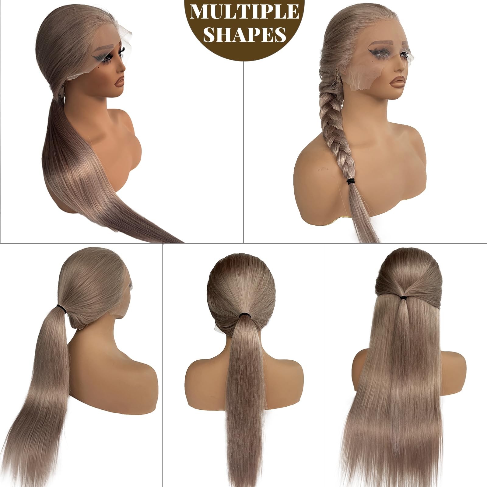 Belaved Ash Blonde Wigs Human Hair 13X6 Lace Front 18Inch Hd Wig Straight Grey