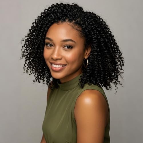 6 Packs 8 Inch Short Black Crochet Braids Passion Twist Marlybob Jerry Curl