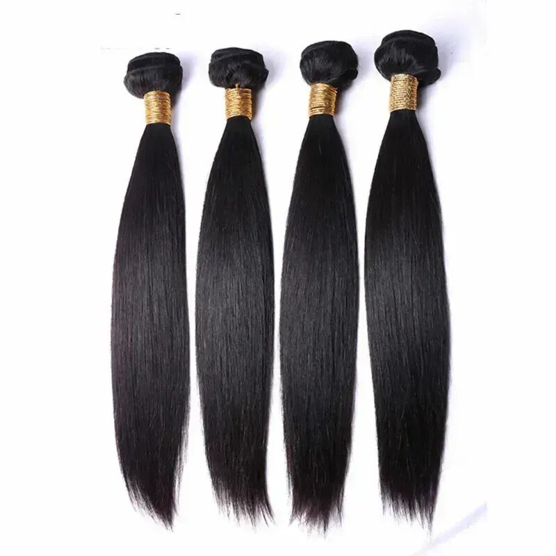 4 bundles female chemical fiber Straight hair, black synthetic heat resistant