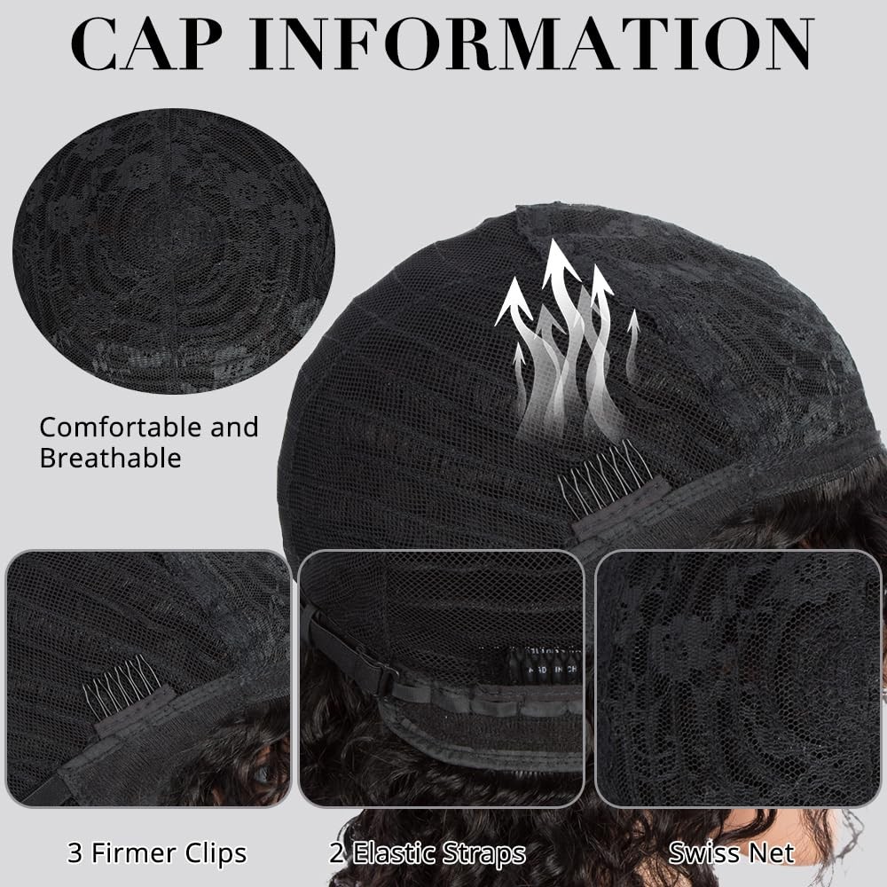 Spotlight Short Kinky Curly Wigs 14 Inch Bob Loose Wave Human Hair Wigs For