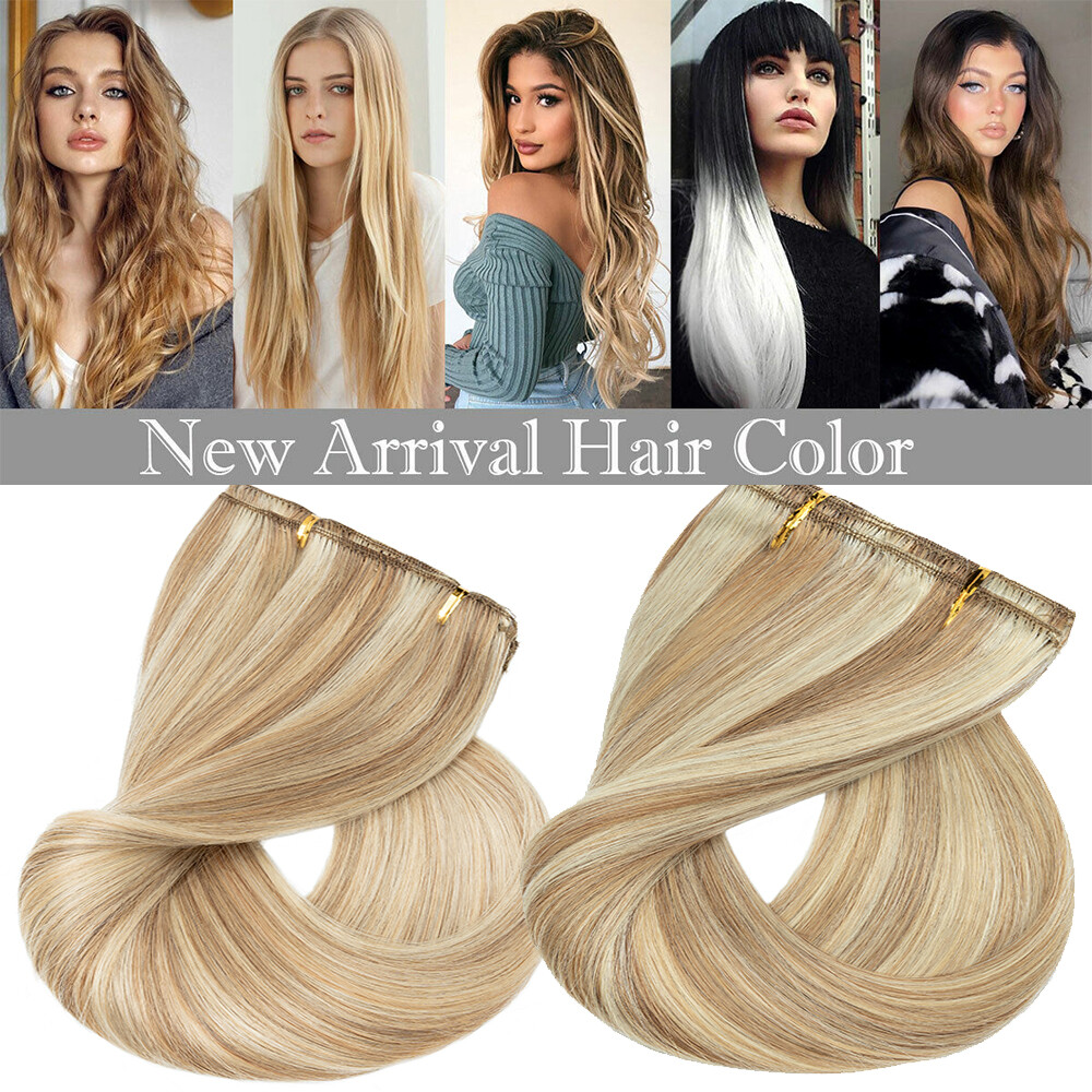 Luxury THICK Double Weft Clip In 100% Real Remy Human Hair Extensions Full Head