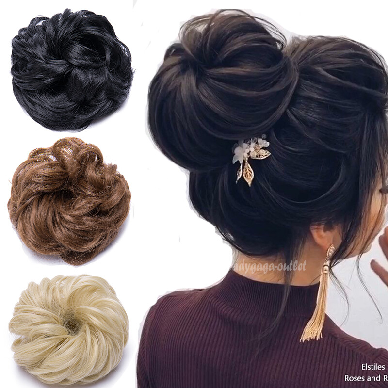 Messy Bun Scrunchie Hair Piece False Updo Cover Elastic Hair Extension Curly US