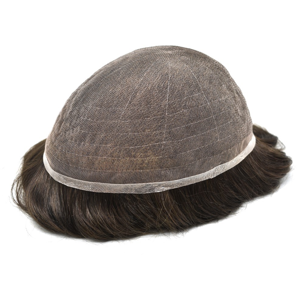 Breathable Full French Lace Men Hair System Natural Human Hair Mens Toupee