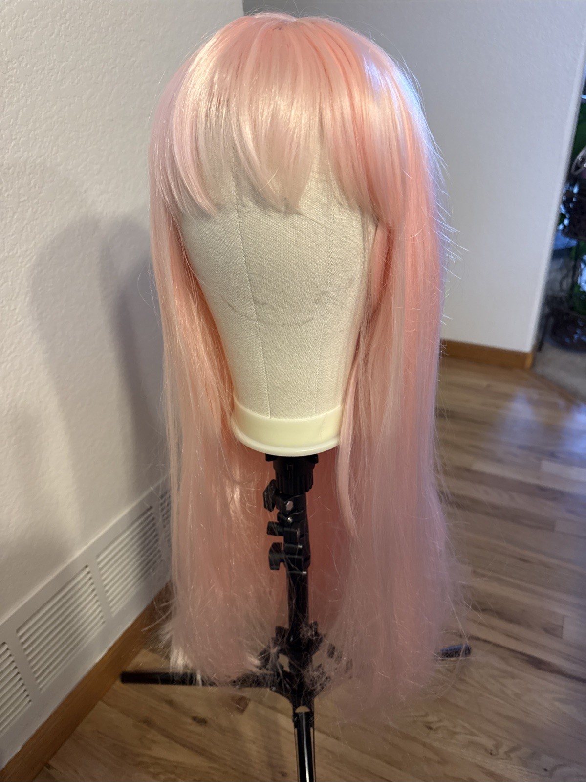 607 Pink Synthetic Wig 30 Inches Long Very Soft Lace Cap Open Weft