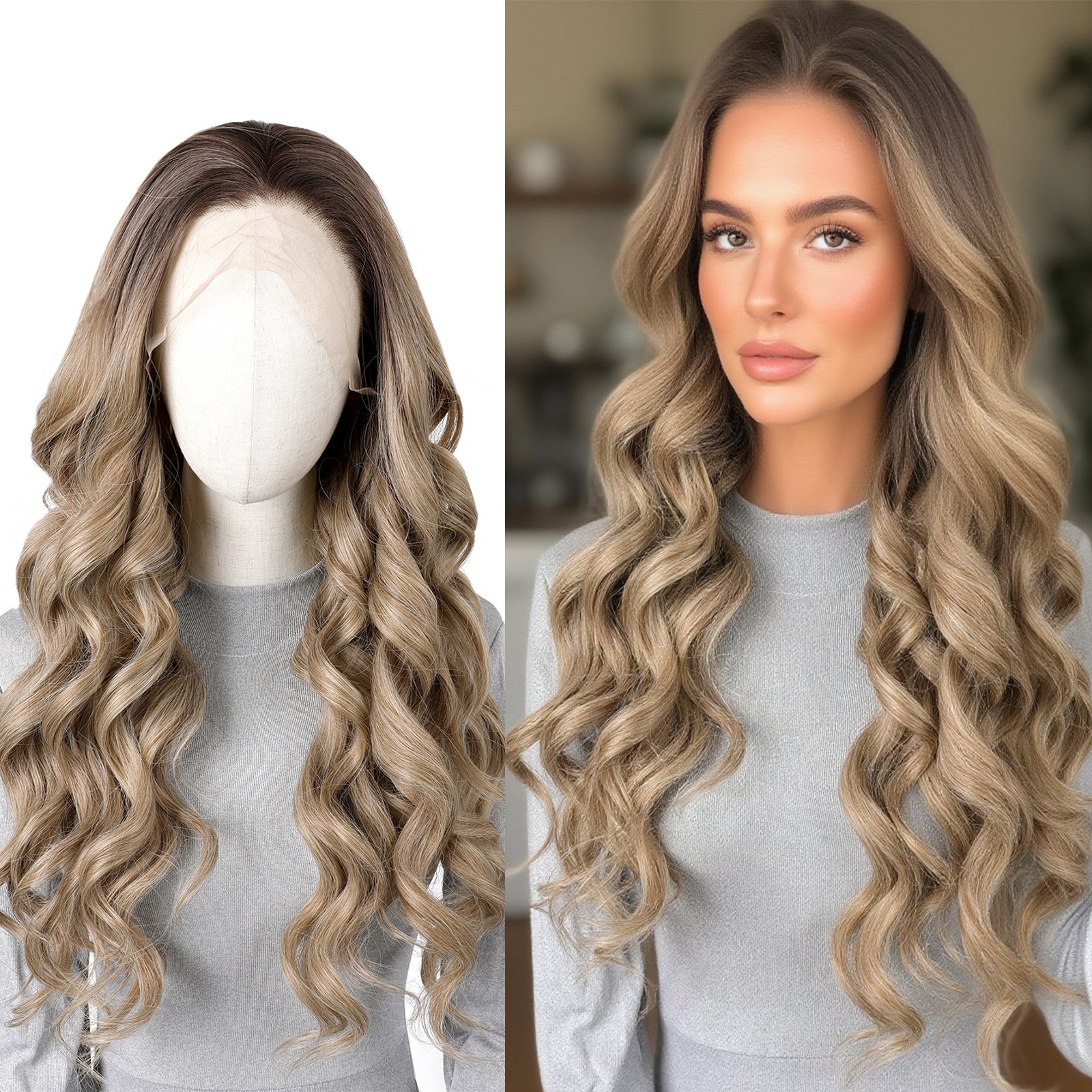Ombre Blonde Body Wavy13x4 Lace Front Wigs 100% Human Hair Wigs for Daily Wear