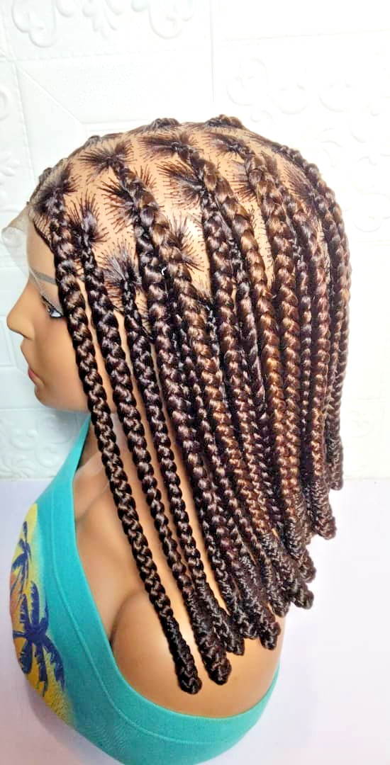 Braided Wig. Large Knotless Braids. Full Lace with Baby Hair. Wrapped Ends