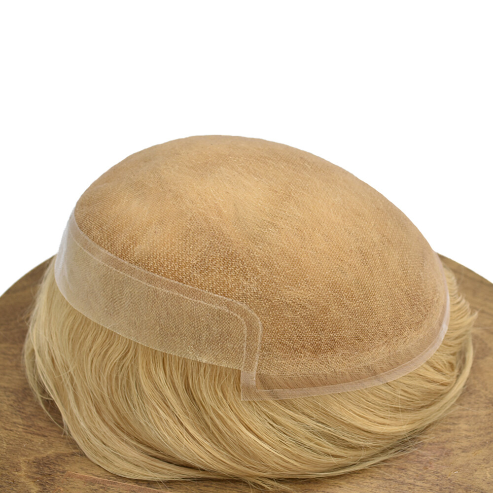 Mens Toupee Hairpiece French Lace Front Hair Replacement System for Men Wig