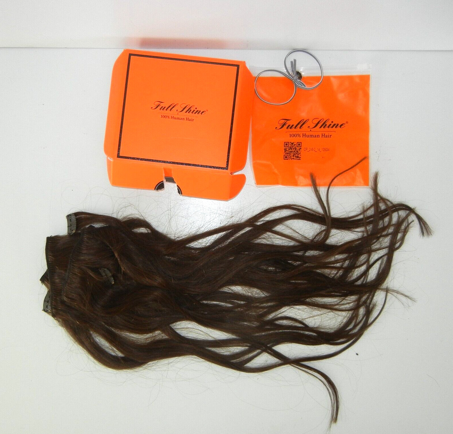 FULL SHINE Brunette Brown 100% HUMAN HAIR EXTENSIONS Women Beauty Product W/ BOX