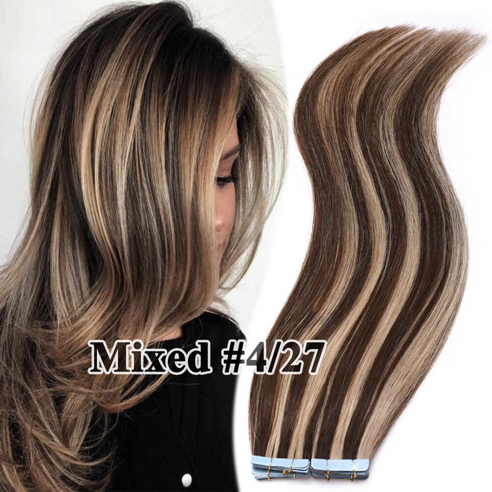 Deluxe 100% Remy Human Hair Tape in Extensions 80PCS Skin Weft THICK 200G US