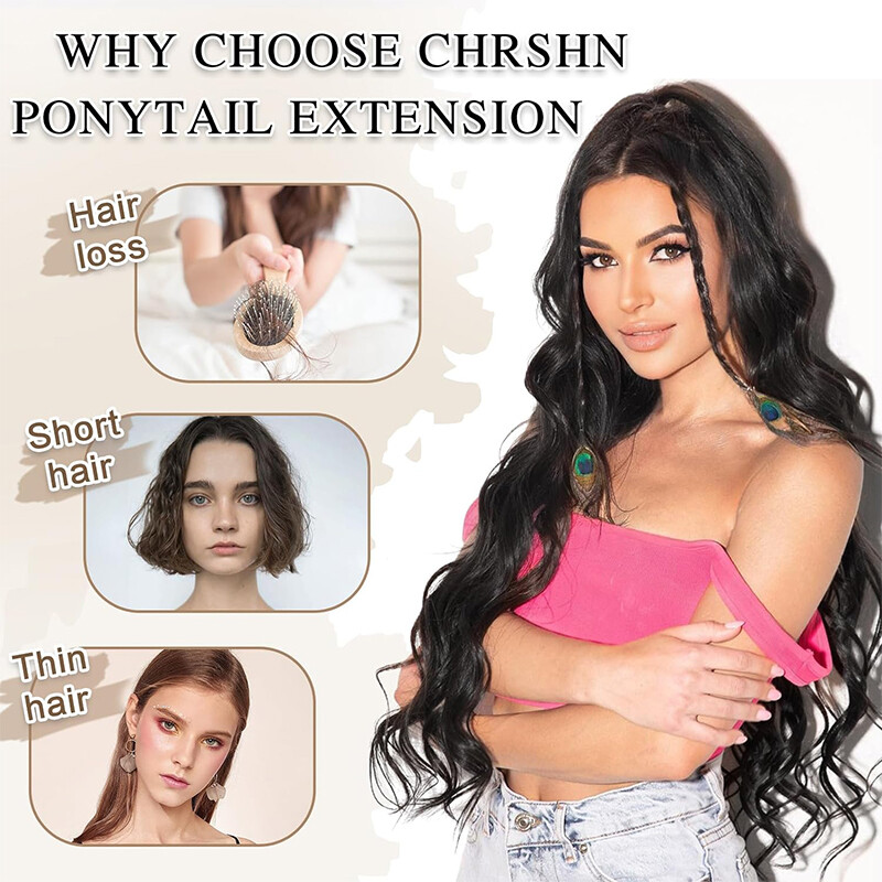 100% Real Thick Drawstring Ponytail Clip In Hair Extension Natural As Human Wavy