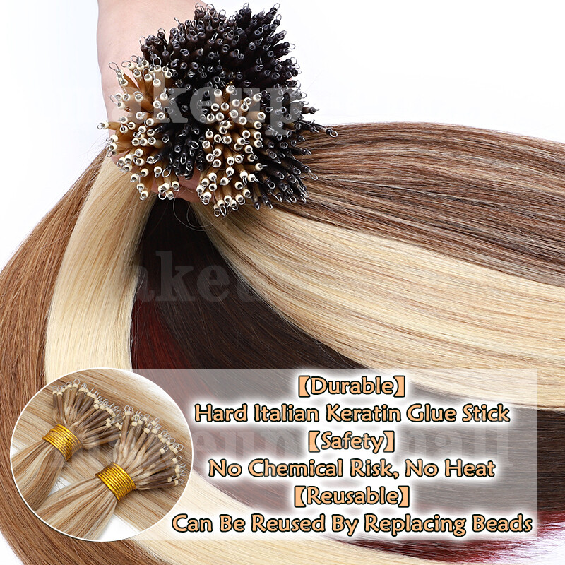 Nano Ring Tip Thick 100% Remy Human Hair Extensions 200g Micro Loop Ring Beads