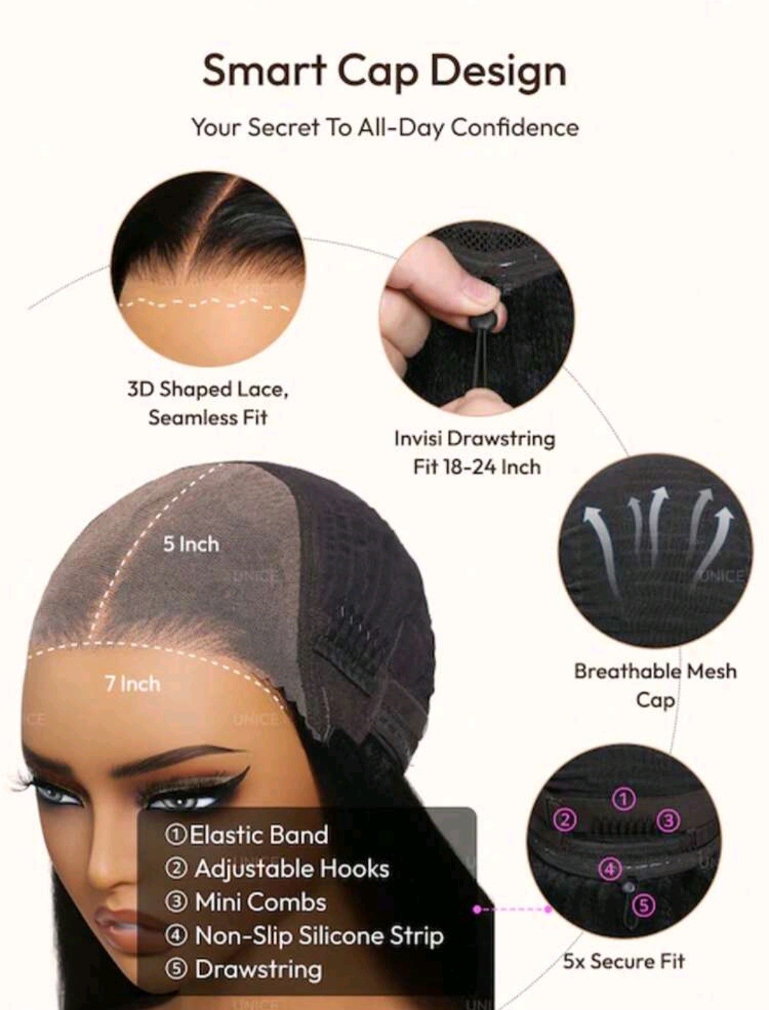 7×5 Lace Yaki Straight Invisi Drawstring Wig With Side Bangs Pre Plucked Pre Cut
