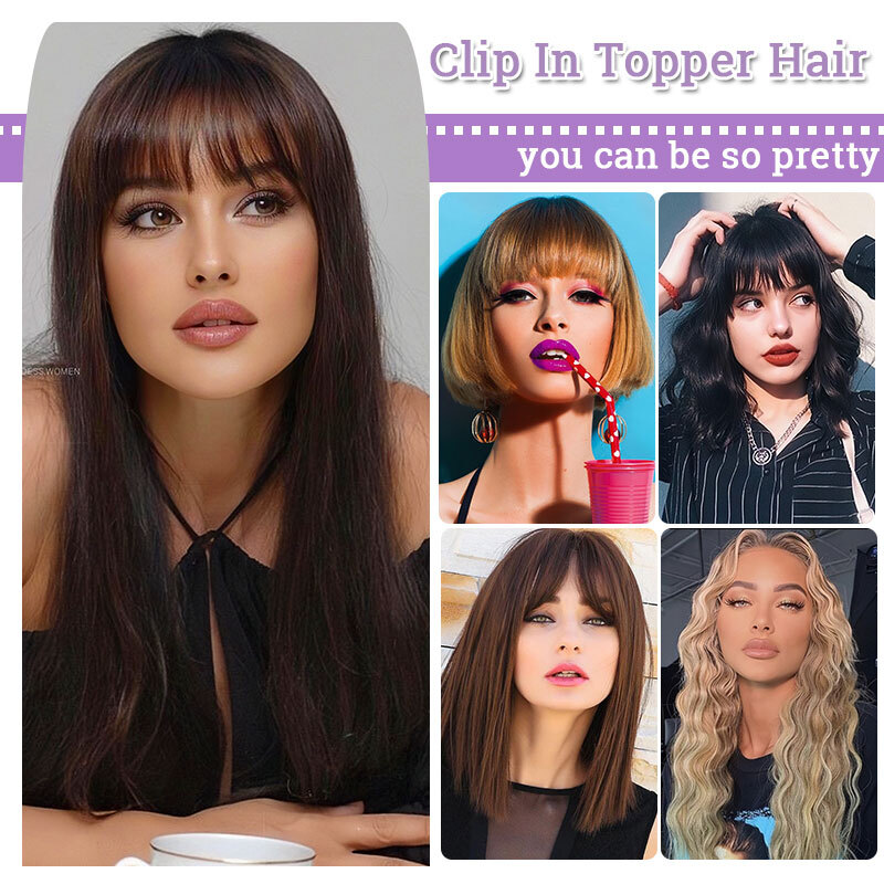 CLEARANCE Women Clip In Hair Topper Toupee Wigs Hairpiece 100% Natural Straight
