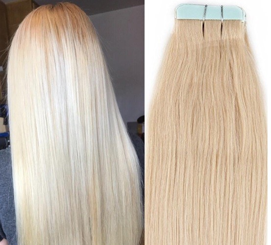 18″,20″ 100gr,40pc,Human Tape In Hair Extensions #60 White Blonde(NOT VERY PALE)