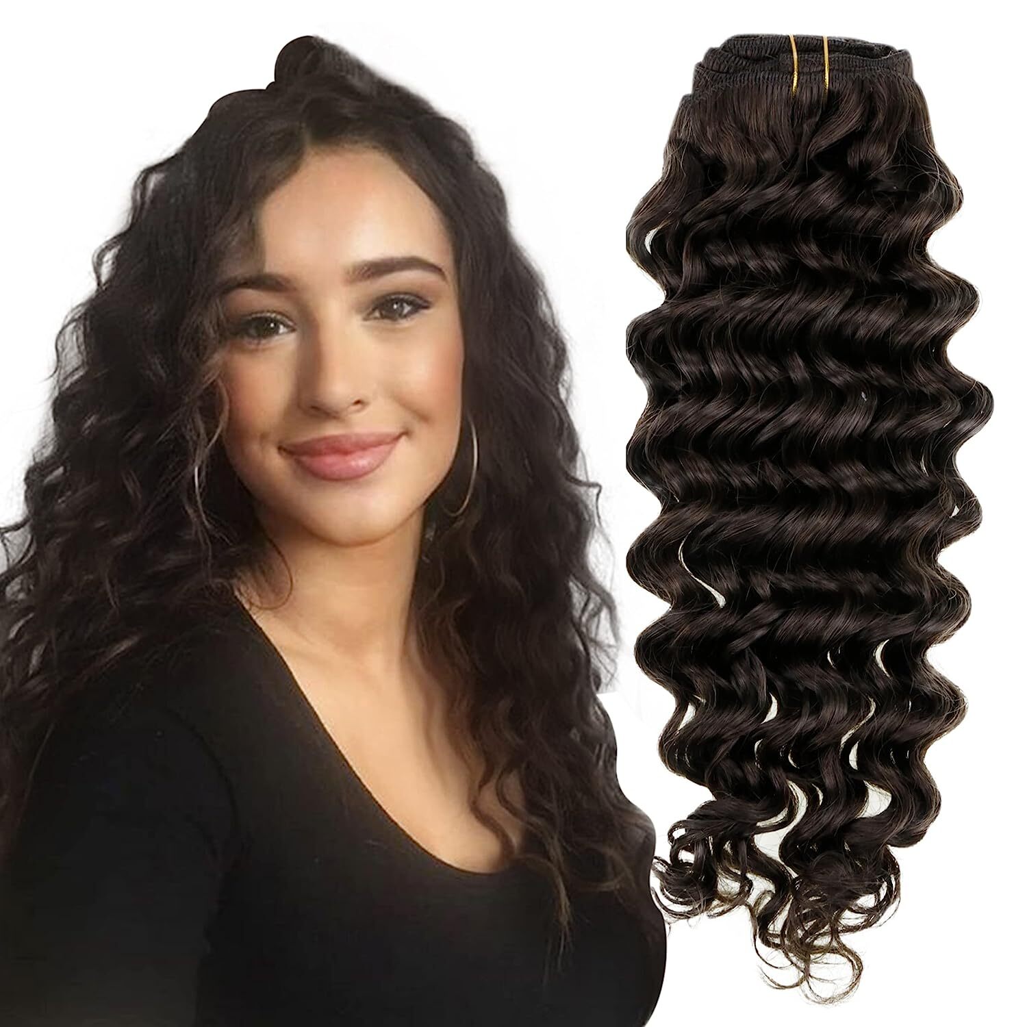 45cm to 70cm Natural Curly Clip In Extensions Human Hair 120g 7pcs Brown Black