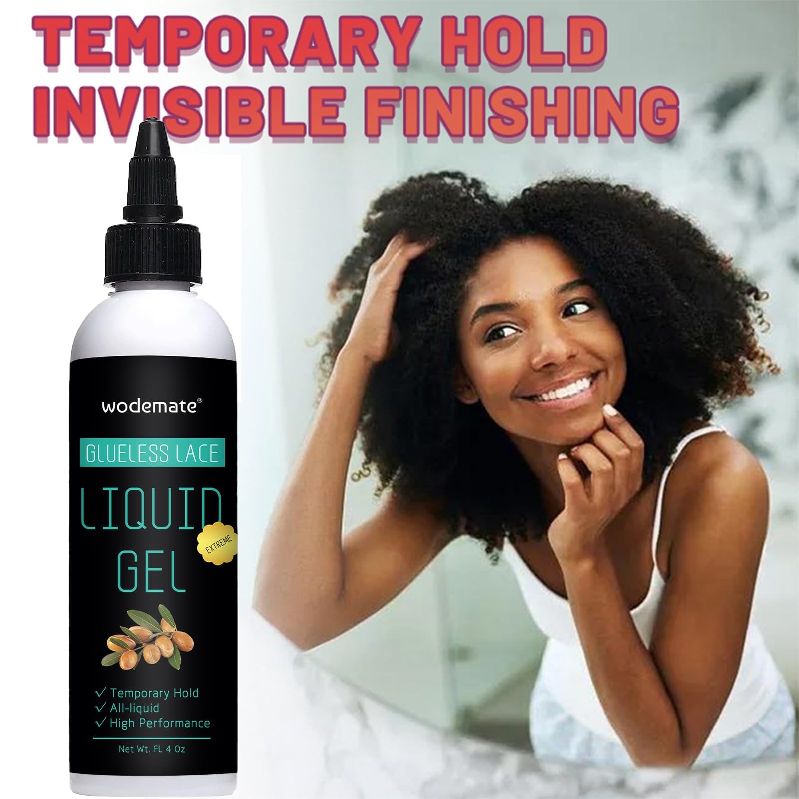 Lace Wig Bonding Gel, Glueless Invisible Hold, Non~Toxic, 4 oz
