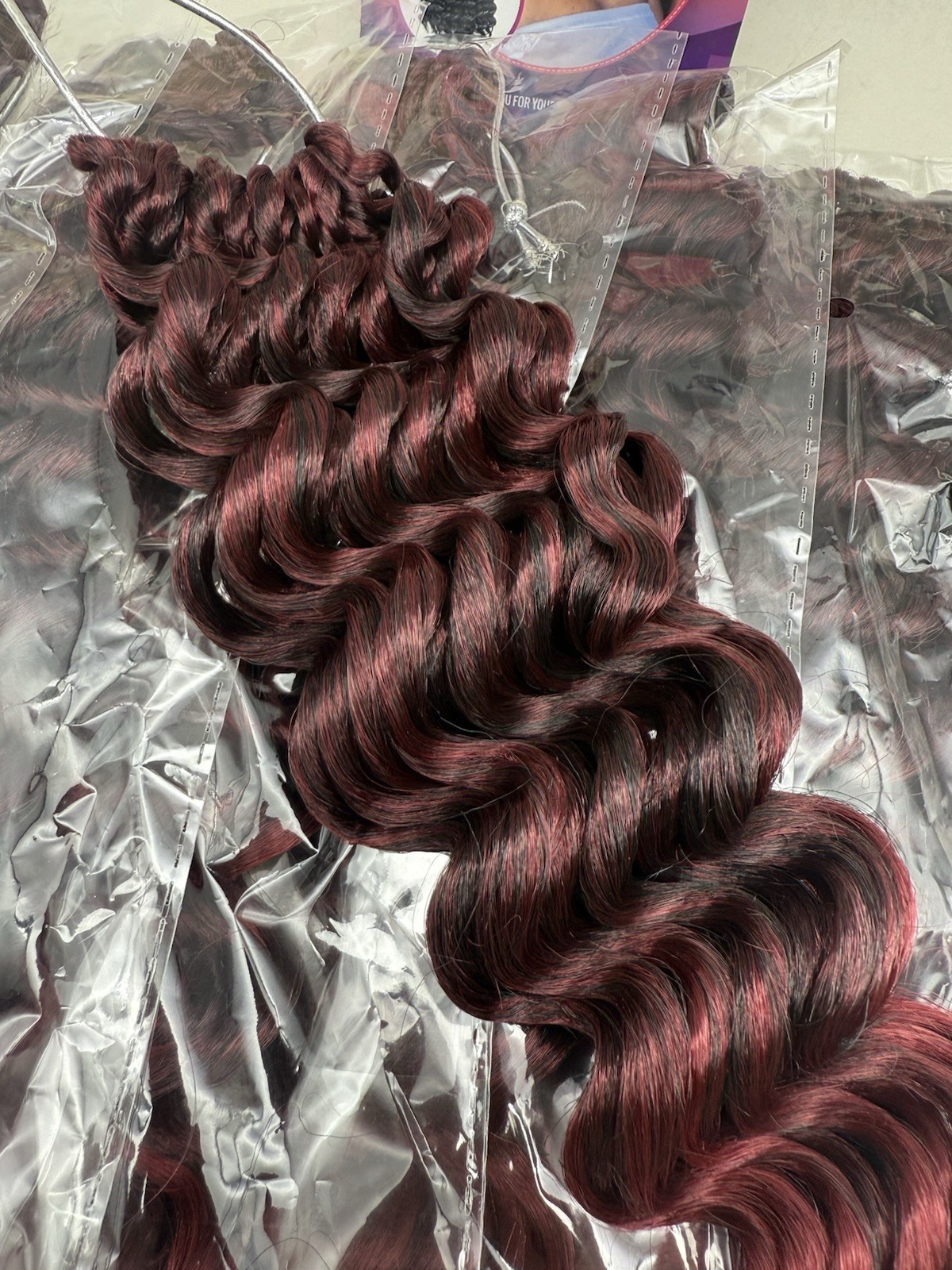 100% HandMade Deep Wave Crochet Hair Deep Curly Extensions 11″ Burgundy Red READ