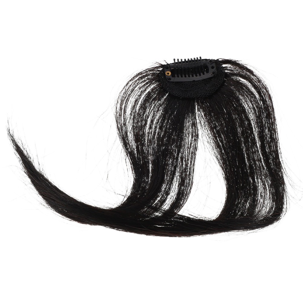 Pair of Brown Clip in Fringe Human Hair Bangs Comfortable Clip on Hairpiece