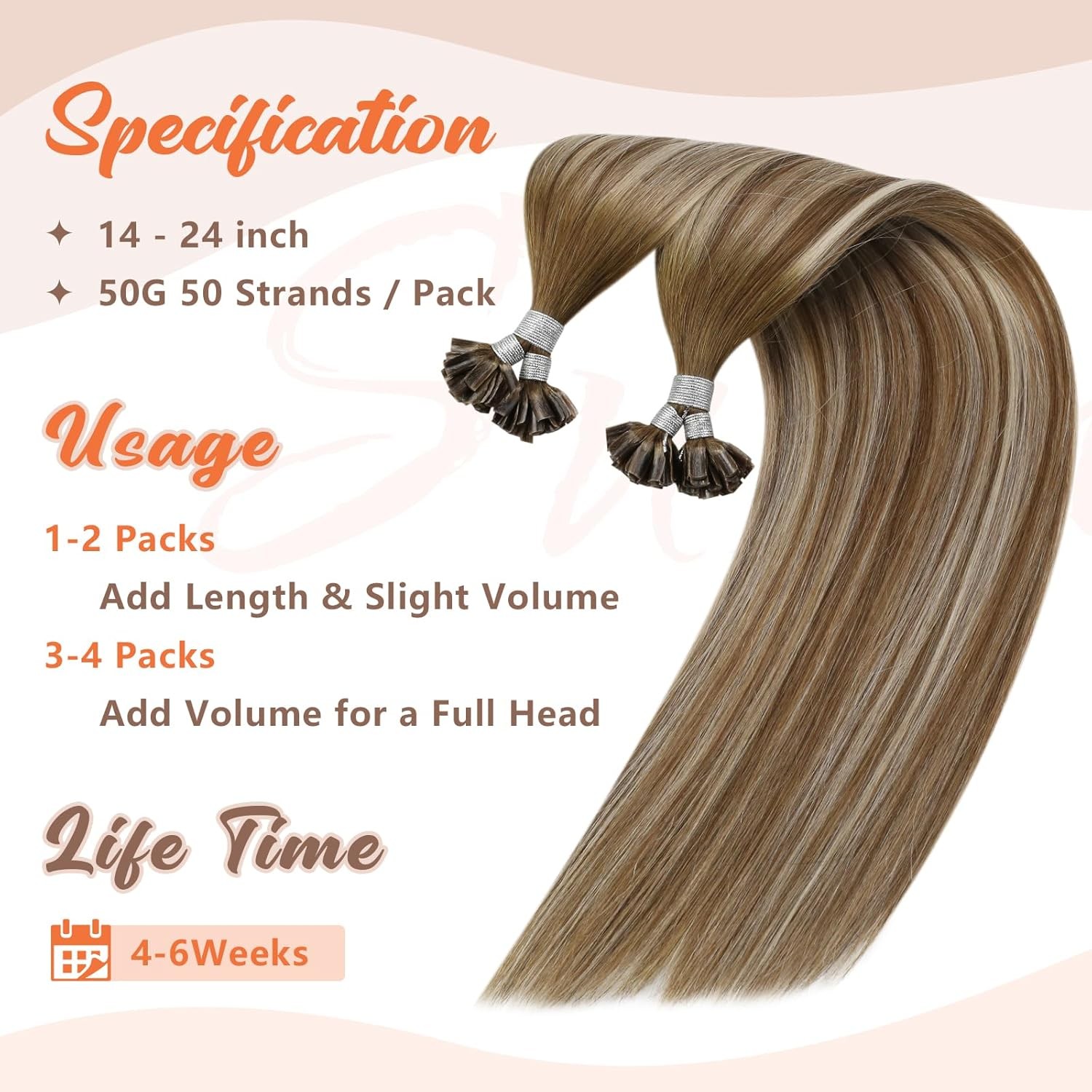 Sunny Hair U-TIP 16in Brown/Platinum Blonde Hair Extensions – UT_6-60-6_16_50G3