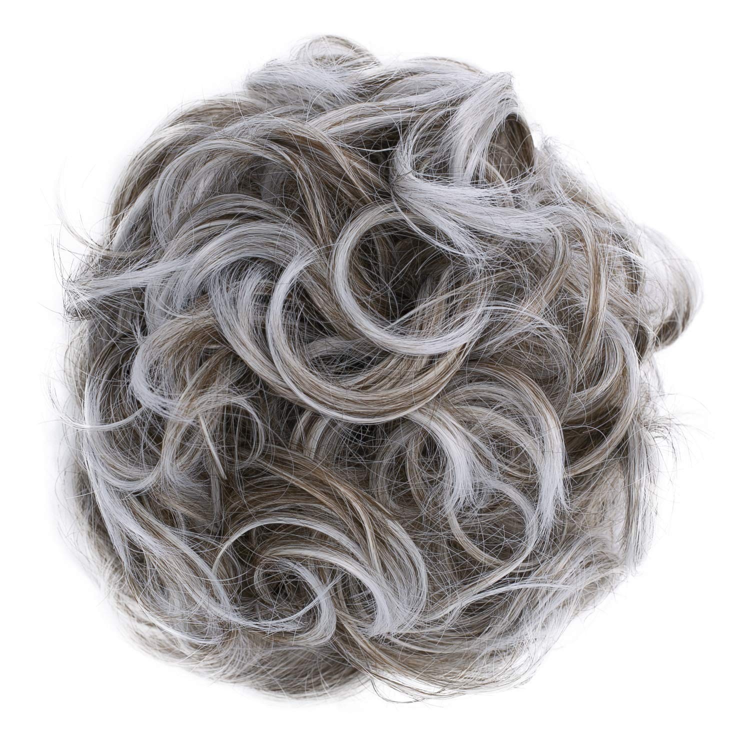 CAISHA Big Hairpiece Scrunchy Updo Bridal Hairstyle curly Messy Bun Gray Mix …