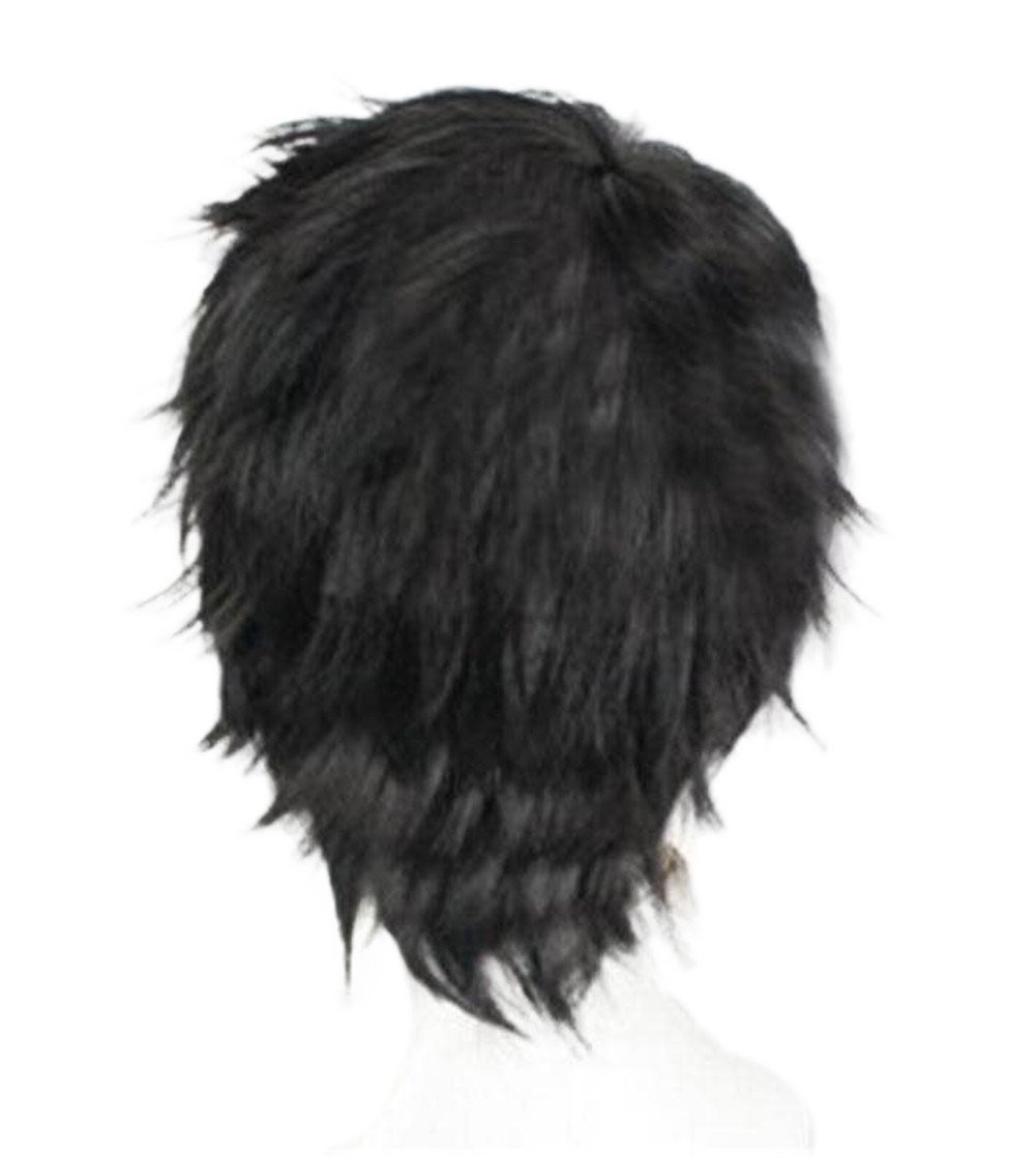 OYSRONG Men Short 11.81” Black Curly Multifunction Fluffy Layered Frizzy Cospla