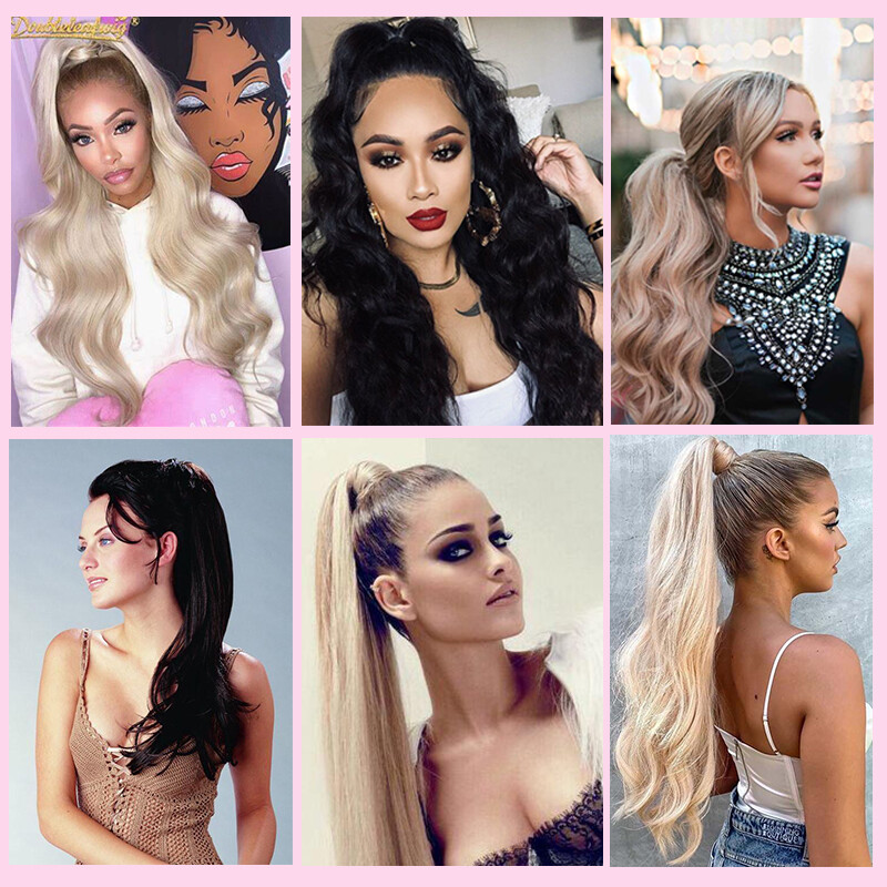 Ponytail Clip In As Human Pony Tail Hair Extension Real Long Thick Curly Wavy
