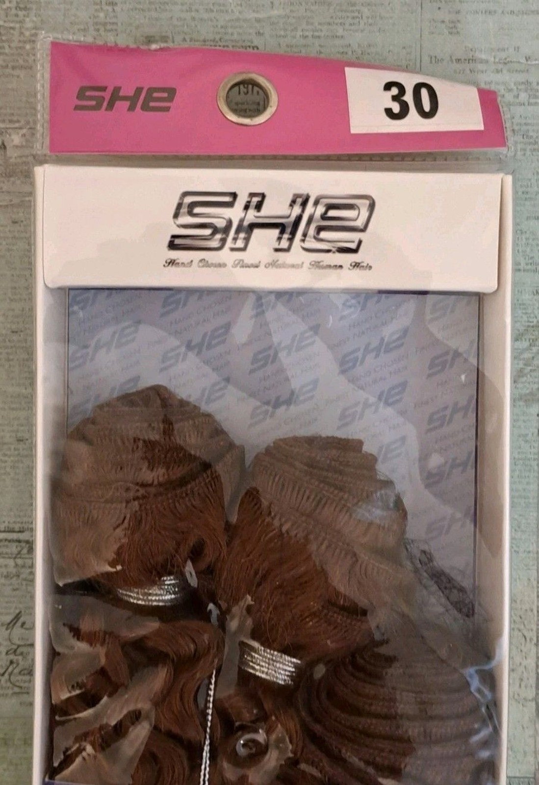 SHE Brazilian Human Hair Jerry Curl #30 3 Bundle Top Closure New In Package