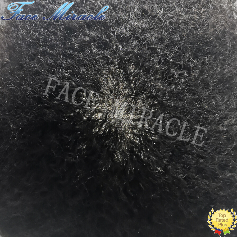 Afro Toupee For Black Men All PU Curly Hair Piece Human Hair Replacement System