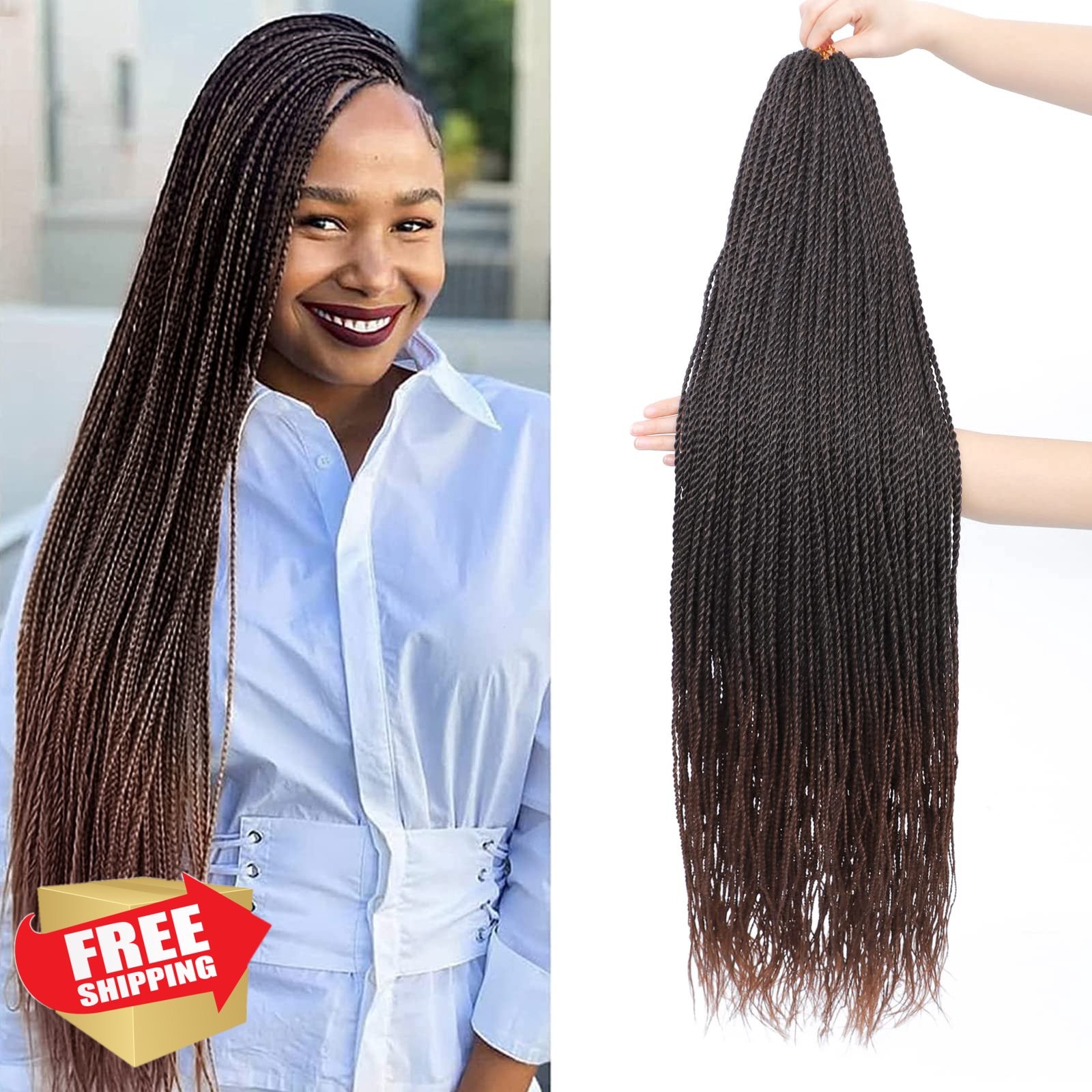 NAYOO Senegalese Twist Crochet Hair 28″ Small Black Women Extensions