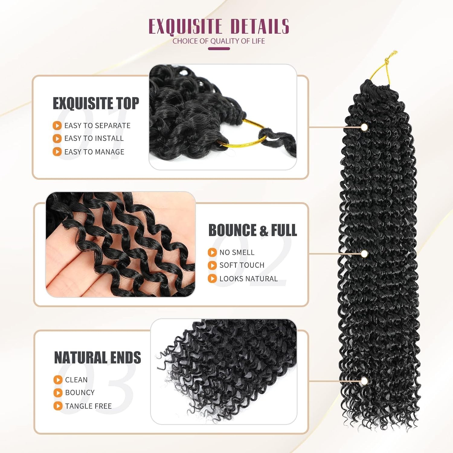 Soft & Lightweight 18 Inch Water Wave Crochet Braids – Pack of 6 for All Styles