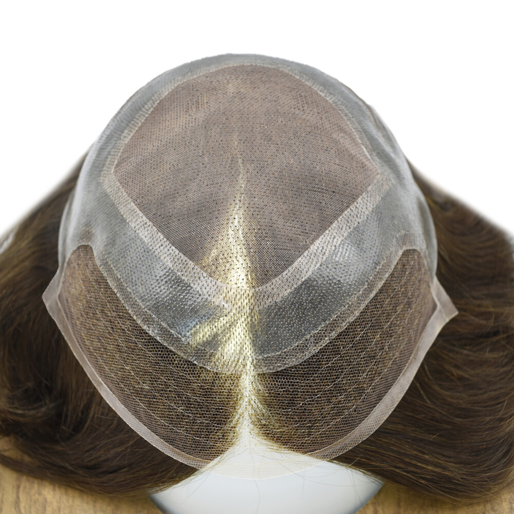 French Lace Front Hairpiece Fine Mono Poly Skin Hair Systems Natural MensToupee