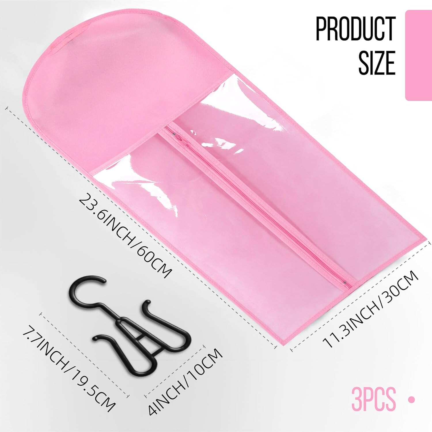 3PCS Pink Wig Hook Hanger Hair Holder Storage Dust-proof Bags Non-Woven Fabric