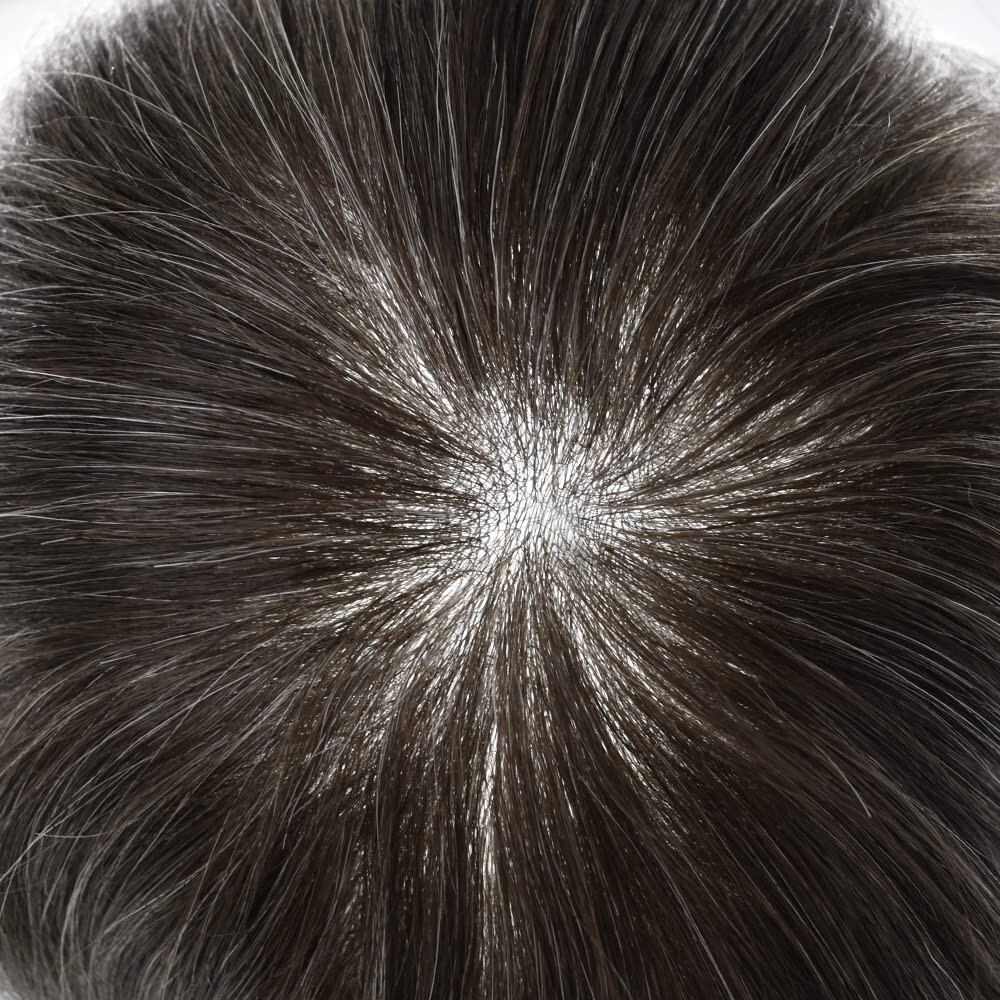 Mens Toupee Human Hair Piece Ultra Thin Skin V-Loop Men Hair Replacement System