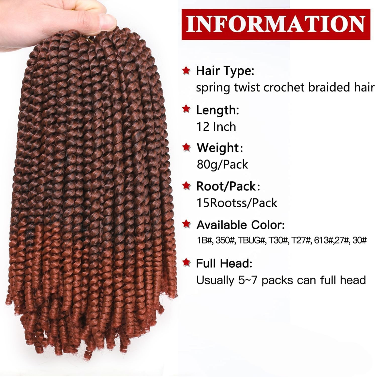 Versatile 12 Inch Spring Twist Braids – Natural Looking Synthetic Hair, 2 Packs