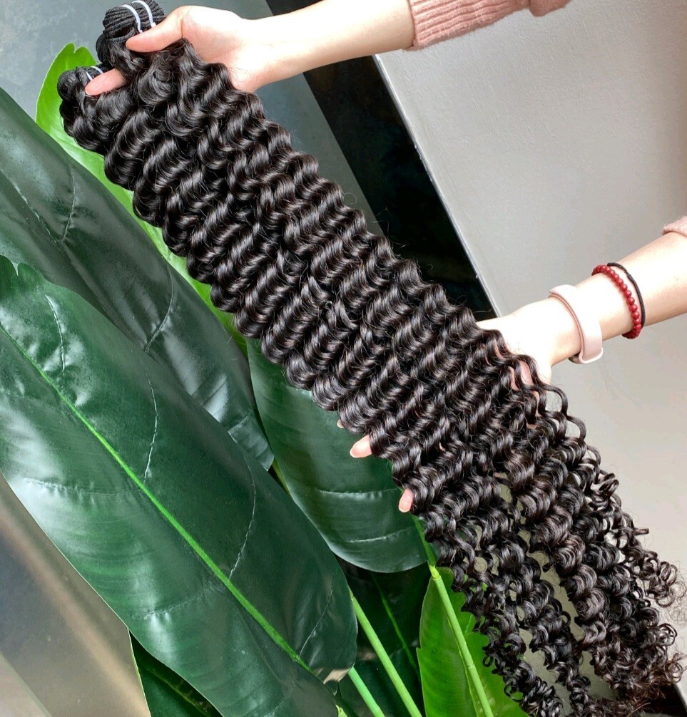 13A+ RAW BURMESE VIRGIN HUMAN HAIR DEEP WAVES 40+40+40+40 DOUBLE DRAWN 400g 1B#