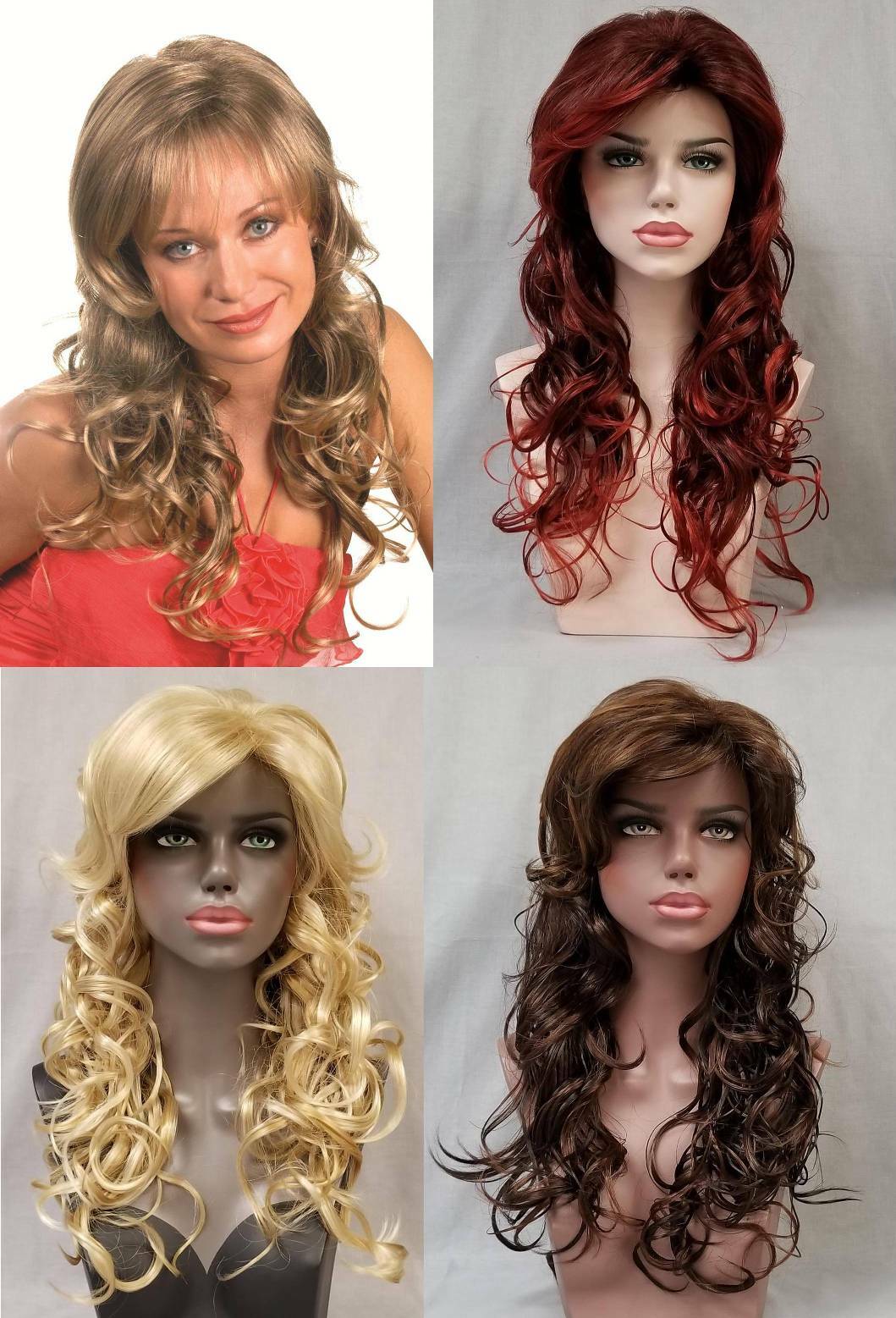 WOMENS 22″ LONG BIG LOOSE CURLS CURLY WAVY HAIR LAYERED WIG W/ BANGS DAREEN