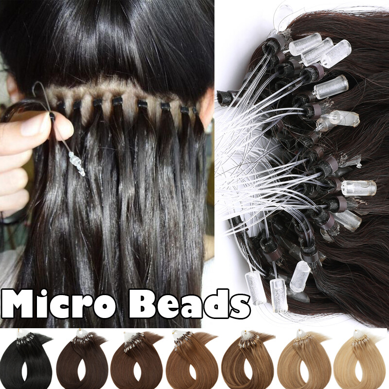 Thick Micro Ring Loop Tip 100% Remy Human Hair Extensions Micro Bead Link 200PCS