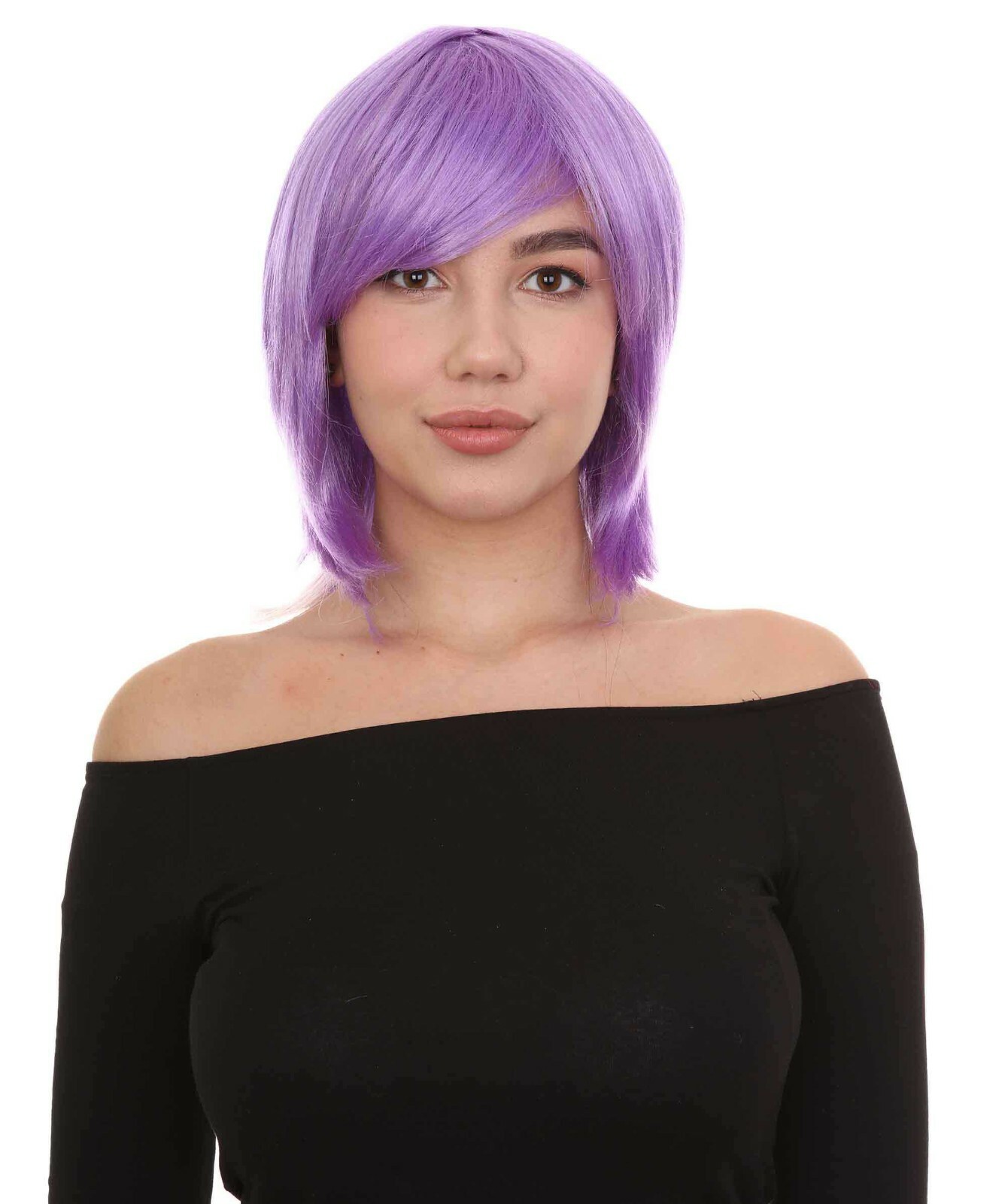 Shoulder Length Bob with Side Bangs Party Wig ,Premium Breathable Capless Cap.